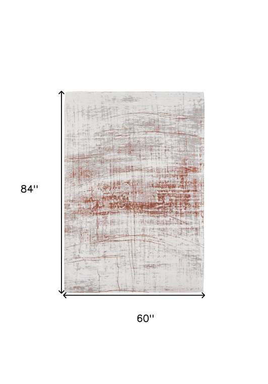 6' X 8' Gray and Yellow Abstract Non Skid Area Rug