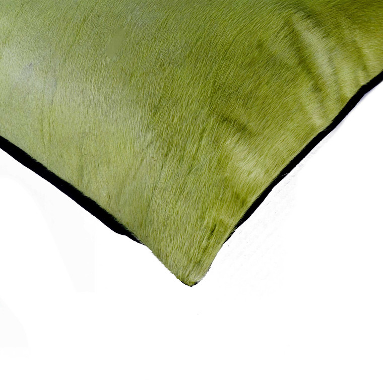 Set of Two Lime Green Cowhide Throw Pillow
