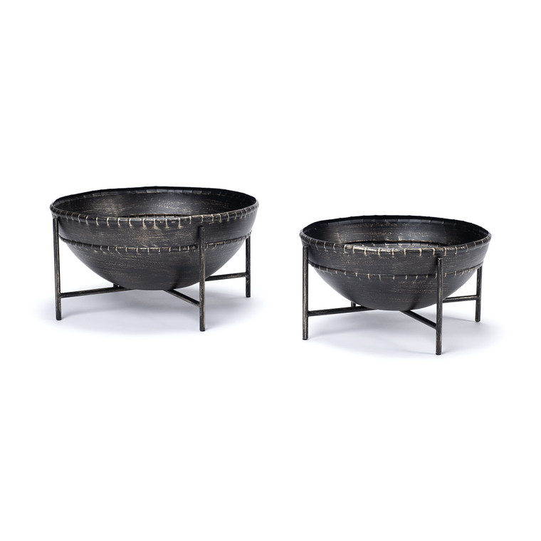 Set of Two Black Metal Decorative Bowl