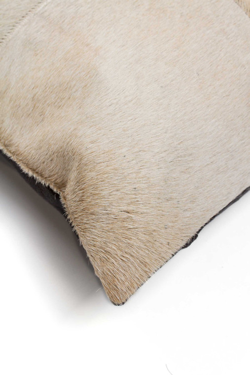 18" Light Brown Geometric Cowhide Throw Pillow