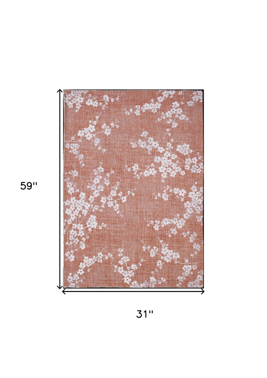 3' X 5' Red and White Oriental Non Skid Area Rug