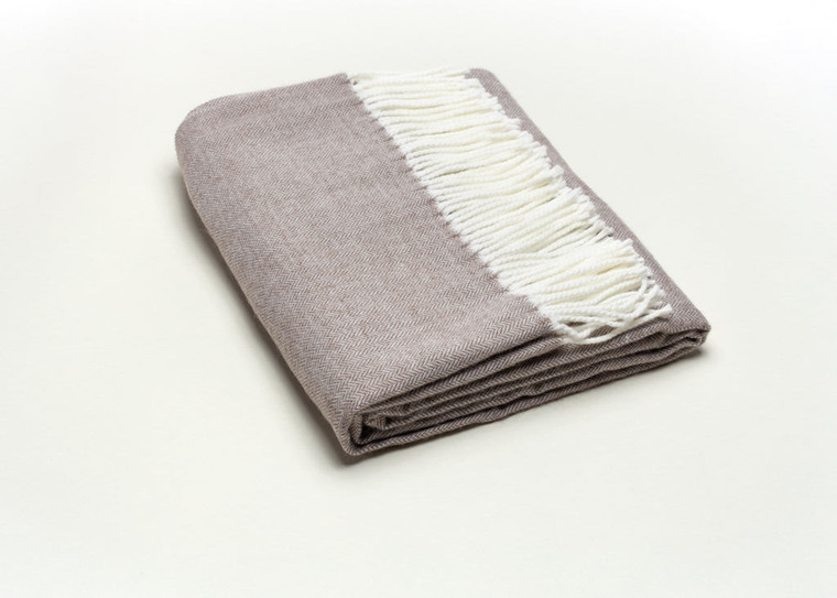 50" X 60" Taupe Woven Herringbone Plush Throw Blanket
