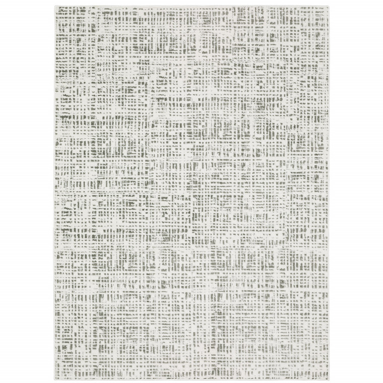 7' X 10' White And Gray Abstract Distressed Area Rug