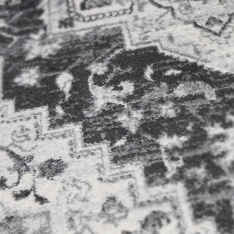 10' Gray And Dark Gray Medallion Runner Rug