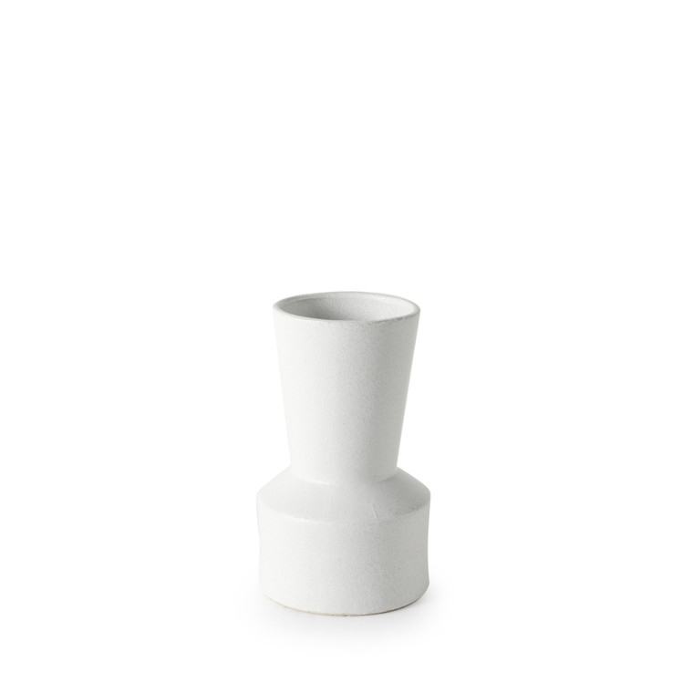9" White Abstract Cylinder Ceramic Table Vase