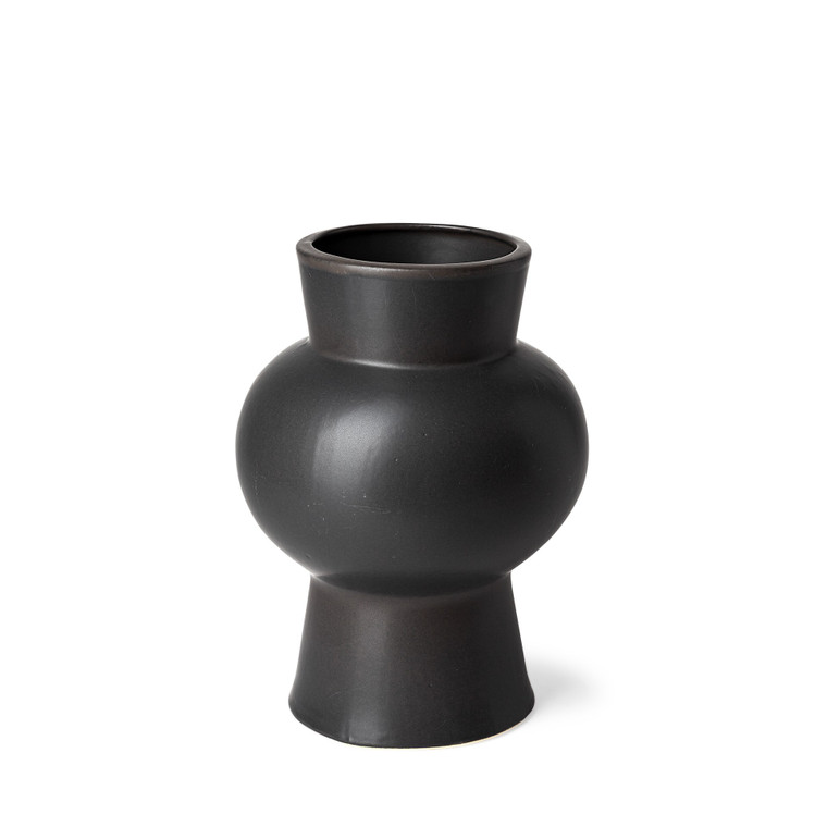 11" Matte Black Contempo Deco Ceramic Vase - 808230001640