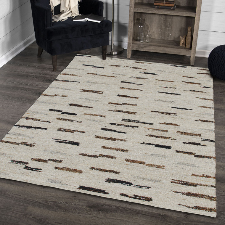 8' X 10' Brown Wool Abstract Hand Woven Area Rug