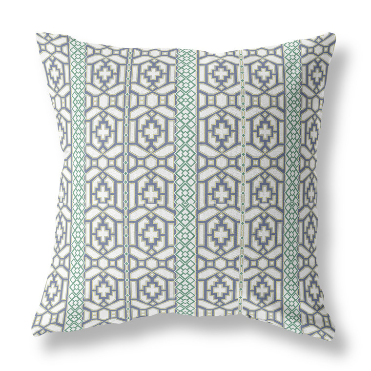 18" X 18" White And Gray Zippered Geometric Indoor Outdoor Throw Pillow - 606114672791