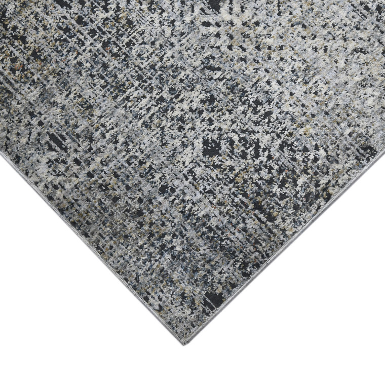 9' X 12' Ivory Black And Gray Abstract Area Rug