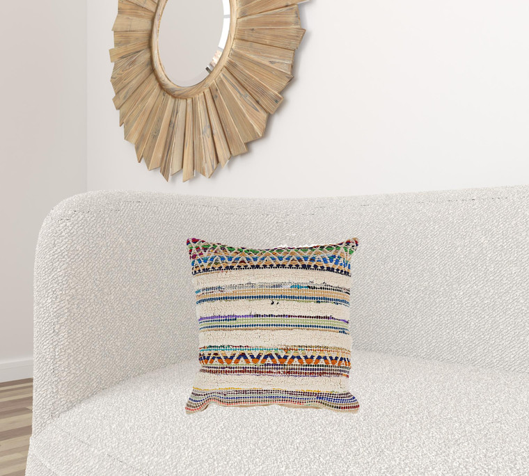 18" Blue and Red Throw Pillow