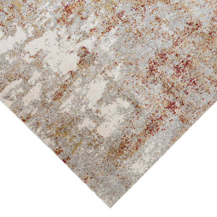 8' X 10' Ivory Red And Gray Abstract Area Rug
