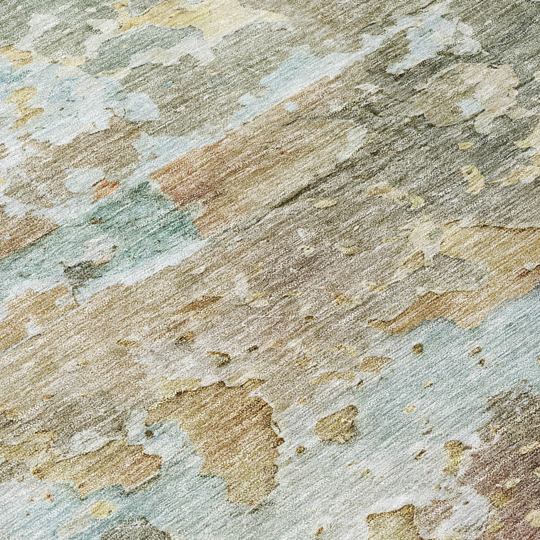 5' X 8' Brown Abstract Washable Indoor Outdoor Area Rug