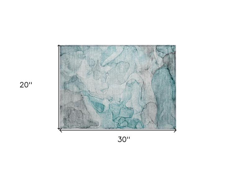 2' X 3' Gray and Ivory Abstract Washable Non Skid Indoor Outdoor Area Rug - Gray, Ivory