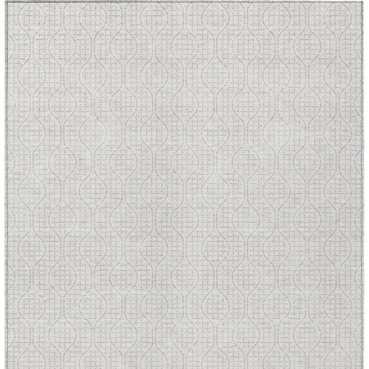 3' X 5' Ivory And Beige Geometric Washable Indoor Outdoor Area Rug Transitional Style - Ivory, Beige Color