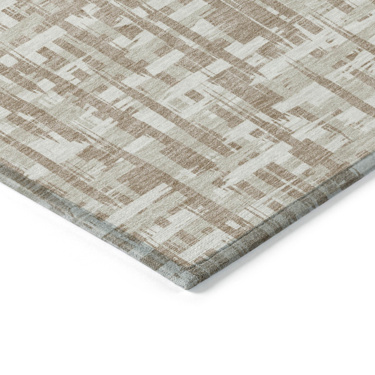 5' X 8' Tan And Beige Abstract Washable Indoor Outdoor Area Rug