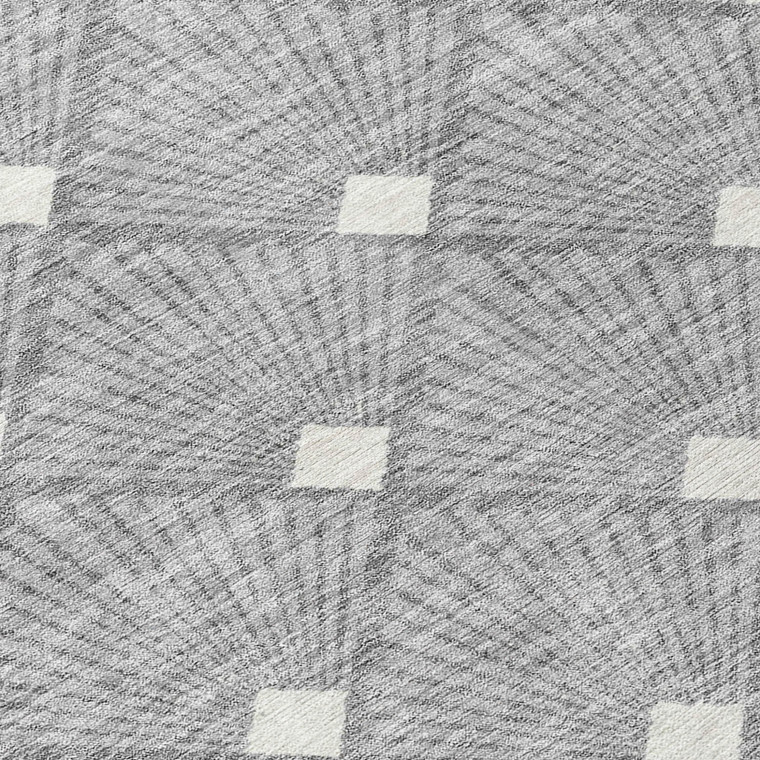 3' X 5' Gray And Ivory Geometric Washable Indoor Outdoor Area Rug Transitional Style - Gray, Ivory Color