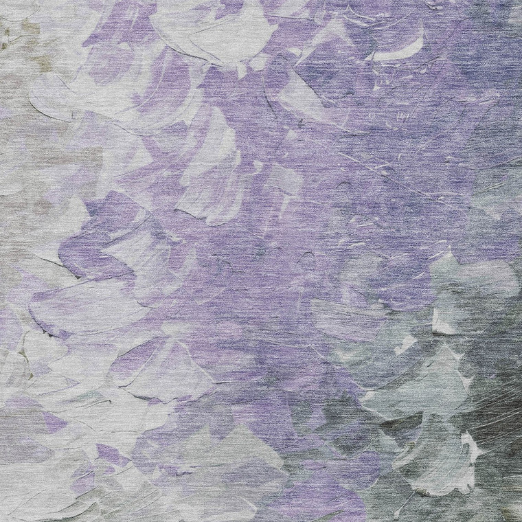 3' X 5' Lavender Olive Green And Silver Abstract Washable Indoor Outdoor Area Rug