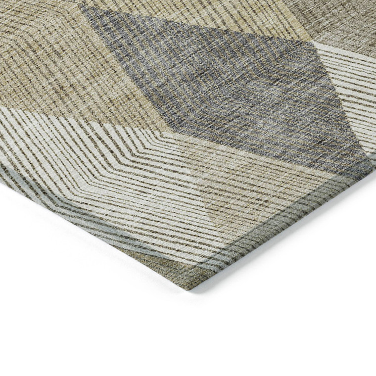 3' X 5' Wheat Taupe And Ivory Argyle Washable Indoor Outdoor Area Rug