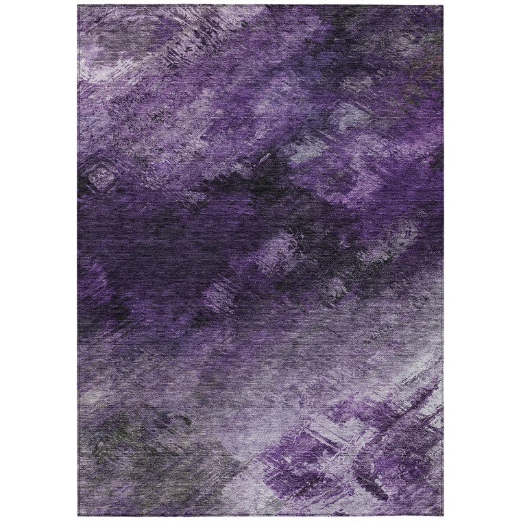 3' X 5' Purple Eggplant And Lavender Abstract Washable Indoor Outdoor Area Rug