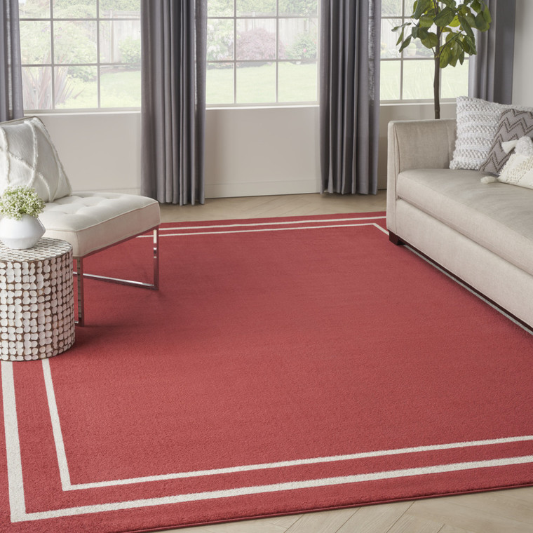8' X 10' Brick Red And Ivory Indoor Outdoor Area Rug