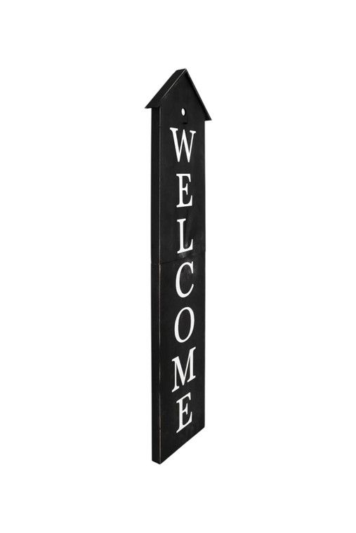 48" Black And White Solid Wood Birdhouse Welcome Porch Sign