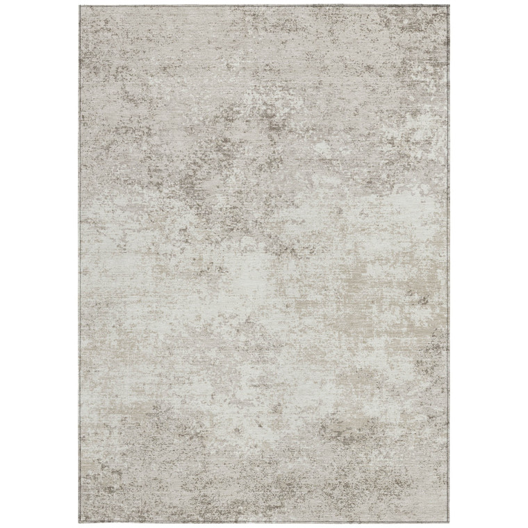5' X 8' Ivory And Beige Abstract Washable Indoor Outdoor Area Rug Transitional Style - Ivory, Beige Color