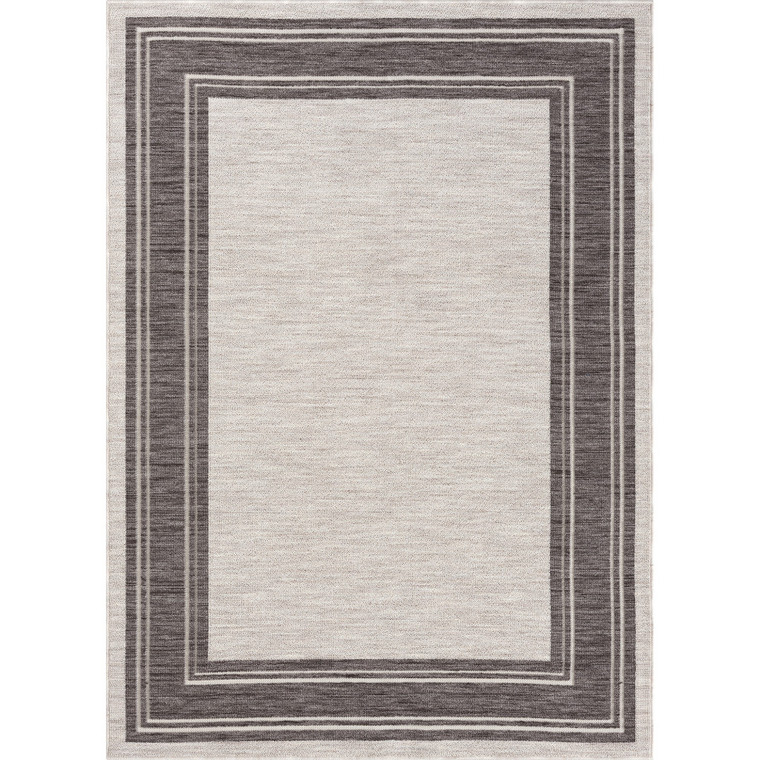 8' X 9' Gray And Ivory Indoor Outdoor Area Rug