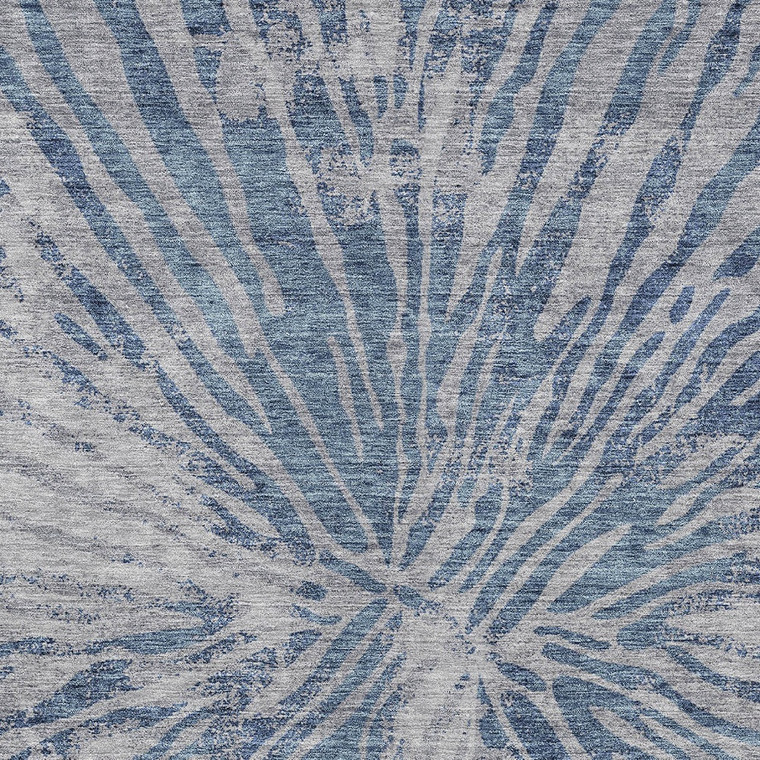 3' X 5' Blue Gray And Silver Abstract Washable Indoor Outdoor Area Rug - Blue, Gray, Silver