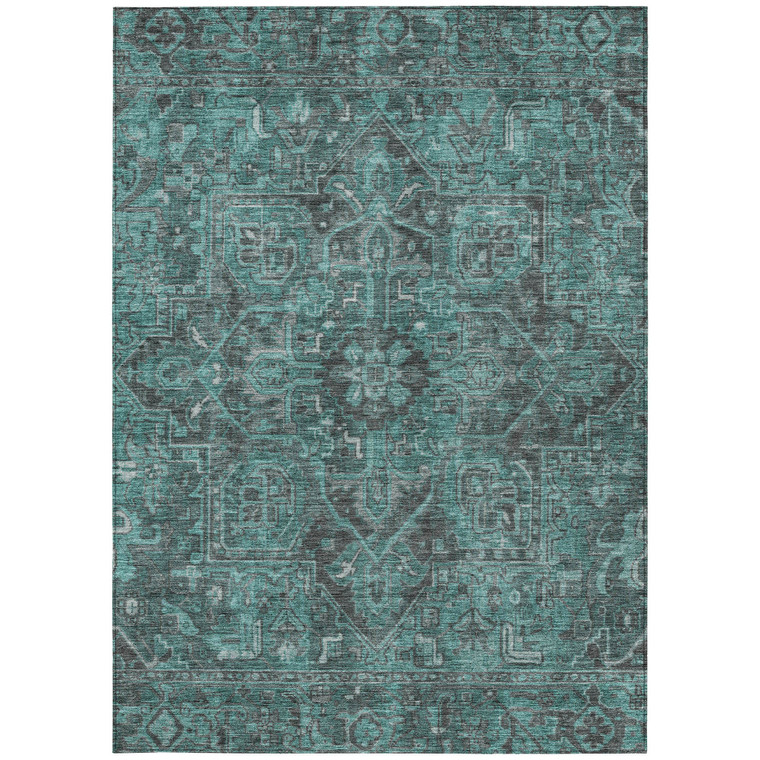 3' X 5' Turquoise Oriental Washable Non Skid Indoor Outdoor Area Rug