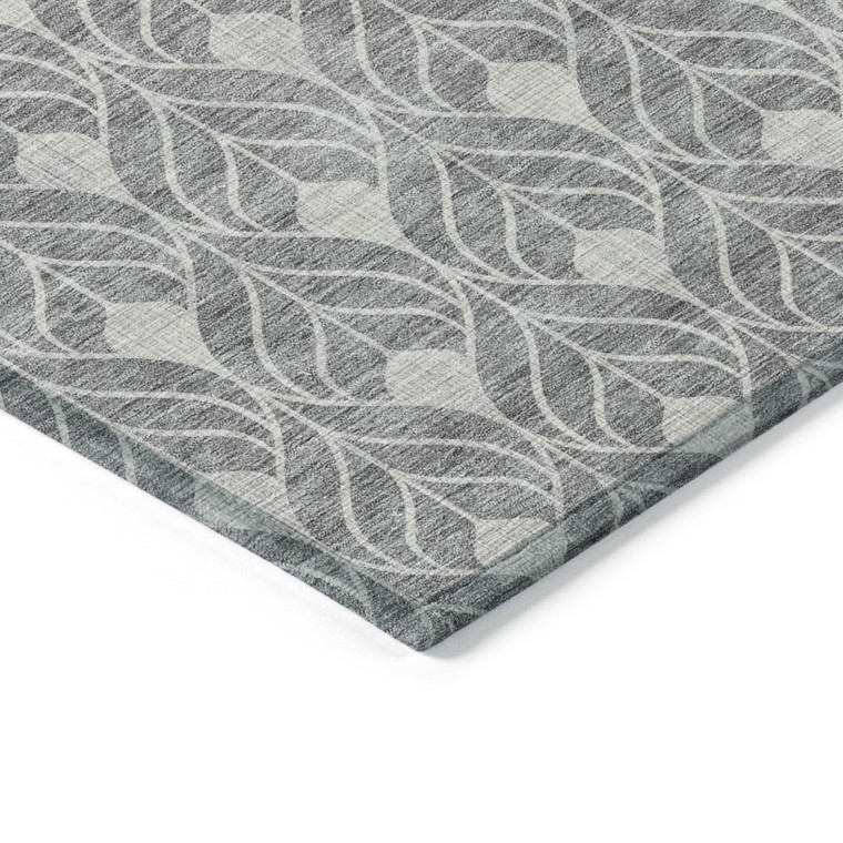 3' X 5' Gray And Light Gray Geometric Washable Indoor Outdoor Area Rug