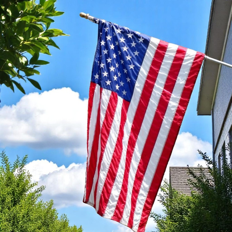 Set of Two Red White And Blue Embroidered Nylon American Flags