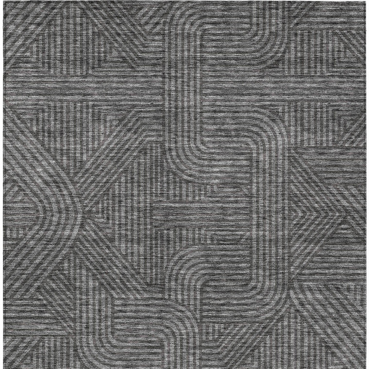 5' X 8' Charcoal And Gray Abstract Washable Indoor Outdoor Area Rug
