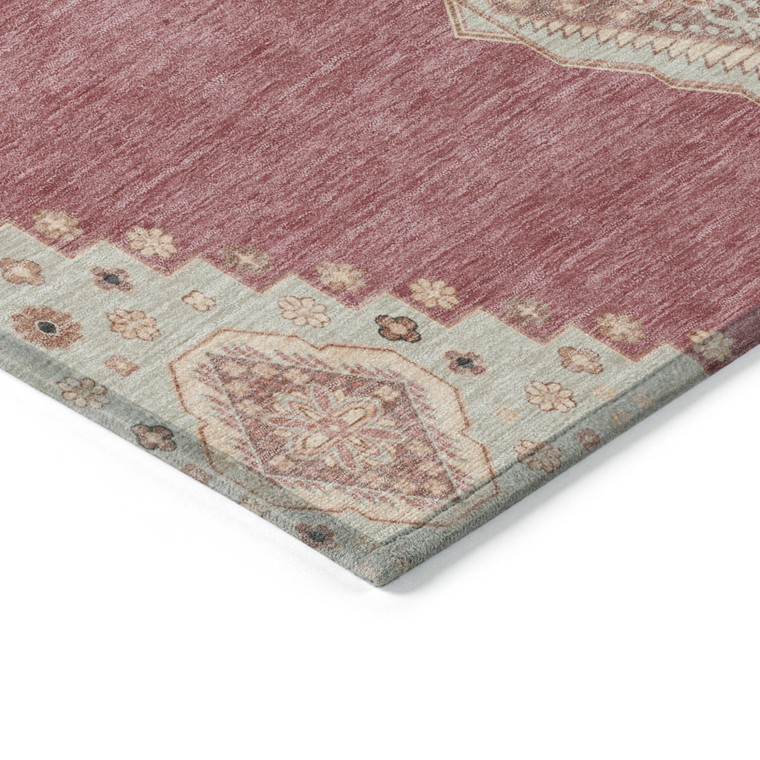 3' X 5' Blush Gray And Beige Oriental Washable Indoor Outdoor Area Rug