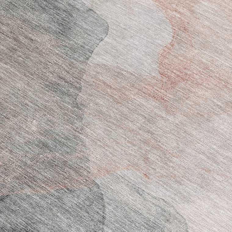 5' X 8' Salmon And Gray Abstract Washable Indoor Outdoor Area Rug - Salmon, Gray