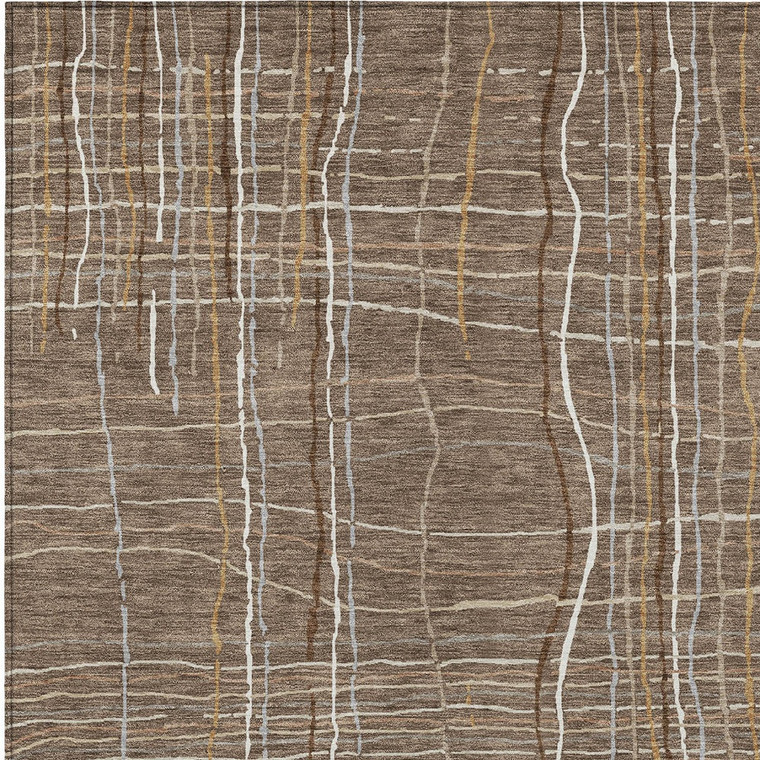 5' X 8' Taupe Brown And Ivory Striped Washable Indoor Outdoor Area Rug - Taupe, Brown, Ivory
