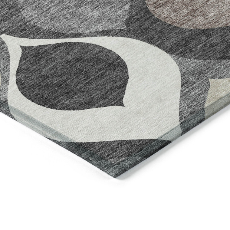 5' X 8' Gray Beige And Taupe Ogee Washable Indoor Outdoor Area Rug