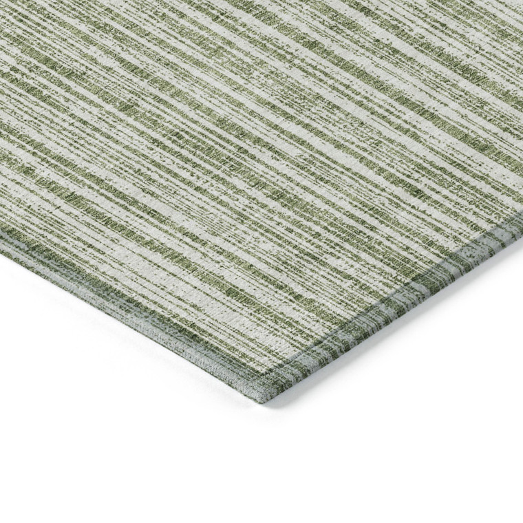 3' X 5' Green And Ivory Striped Washable Indoor Outdoor Area Rug Transitional Style - Green, Ivory Color