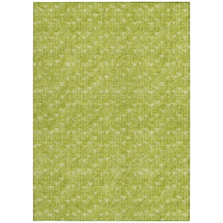 3' X 5' Moss Green Geometric Washable Non Skid Indoor Outdoor Area Rug