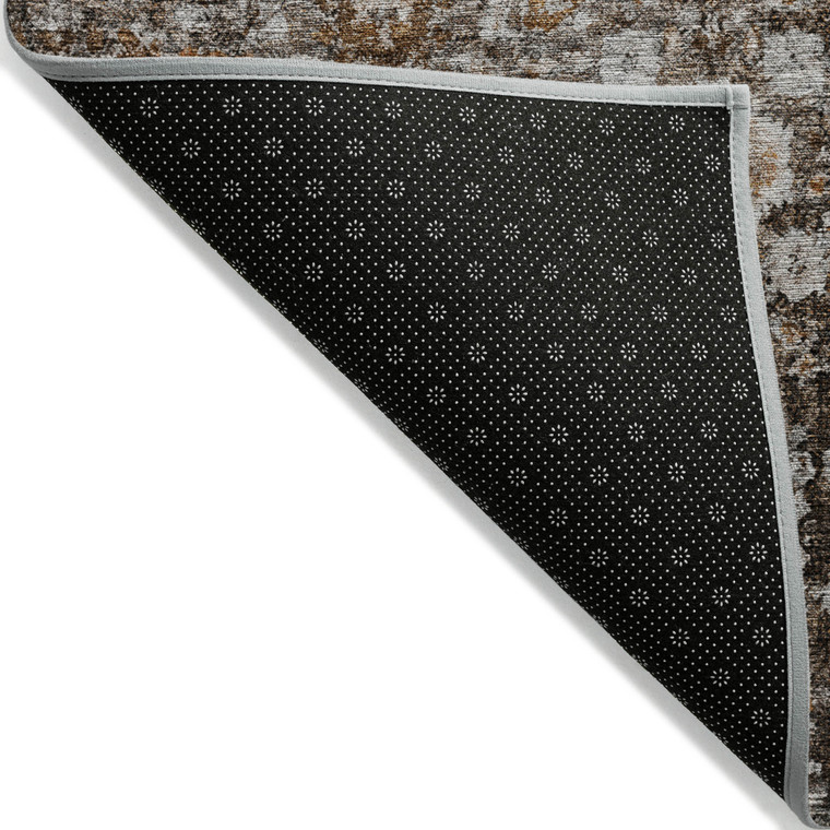 3' X 5' Dark Brown Brown And Taupe Oriental Washable Indoor Outdoor Area Rug