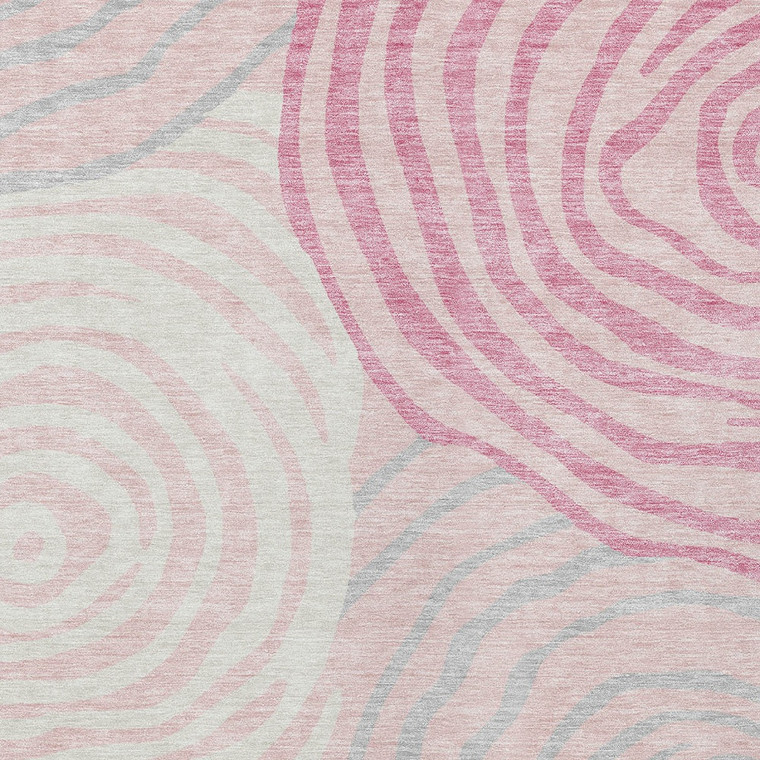 5' X 8' Pink Ivory And Gray Abstract Washable Indoor Outdoor Area Rug