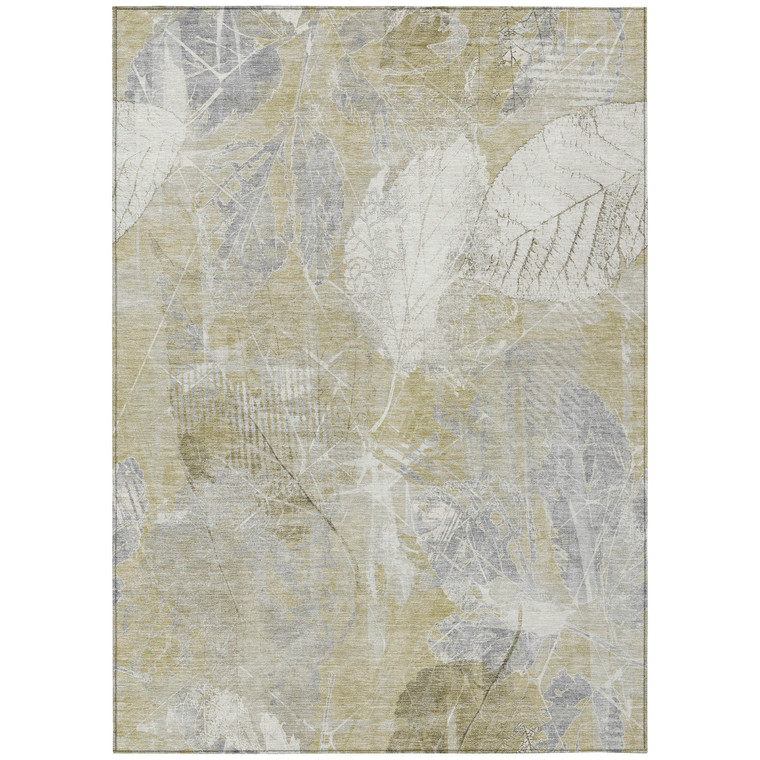 3' X 5' Beige And Ivory Floral Washable Indoor Outdoor Area Rug - 880016870329