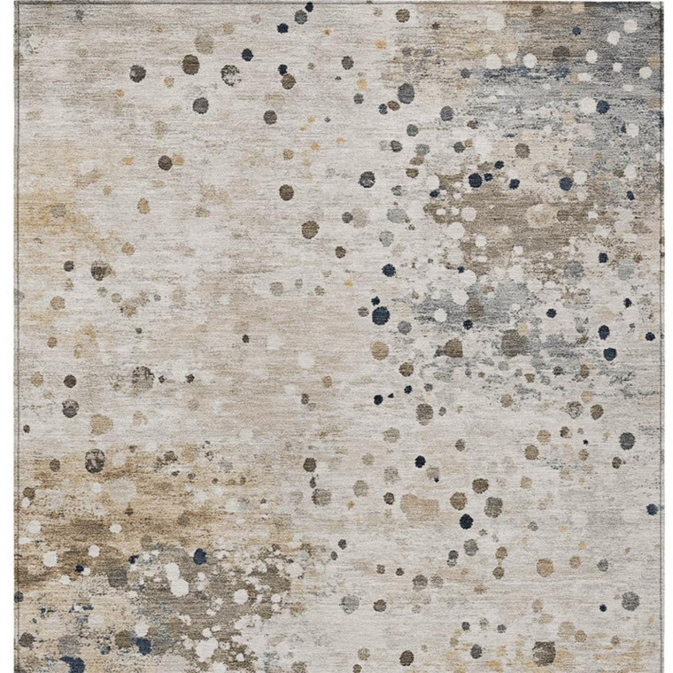 3' X 5' Ivory And Taupe Abstract Washable Indoor Outdoor Area Rug - Ivory, Taupe