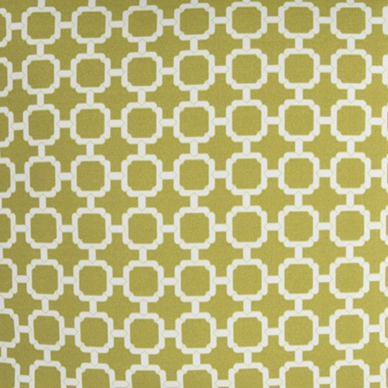 22" Green and White Quatrefoil Indoor Outdoor Throw Pillow