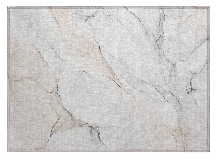 2' X 3' Beige Ivory and Gray Abstract Washable Non Skid Indoor Outdoor Area Rug