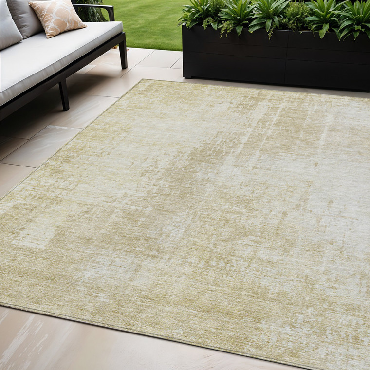 5' X 8' Beige And Taupe Abstract Washable Indoor Outdoor Area Rug