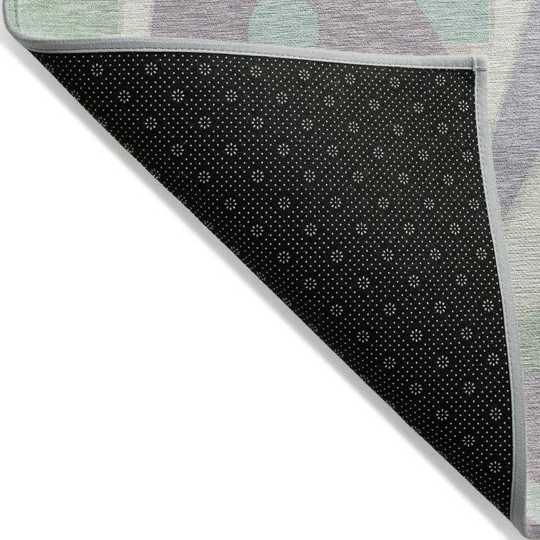 3' X 5' Lavender Mint Green And Ivory Geometric Washable Indoor Outdoor Area Rug