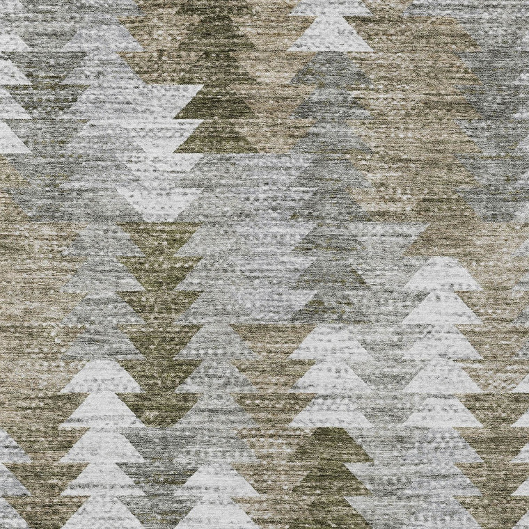 3' X 5' Brown Beige And Gray Geometric Washable Indoor Outdoor Area Rug