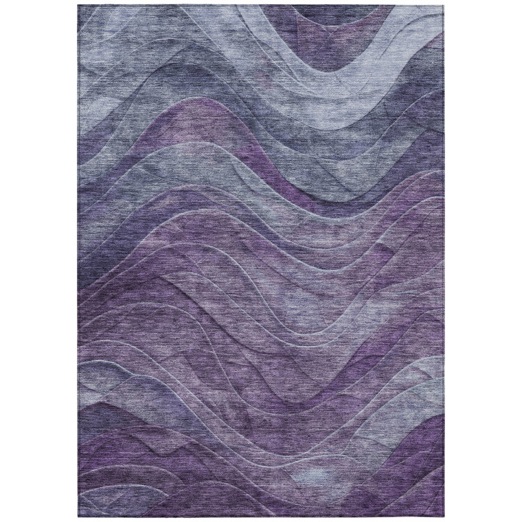 3' X 5' Purple And Gray Abstract Washable Indoor Outdoor Area Rug