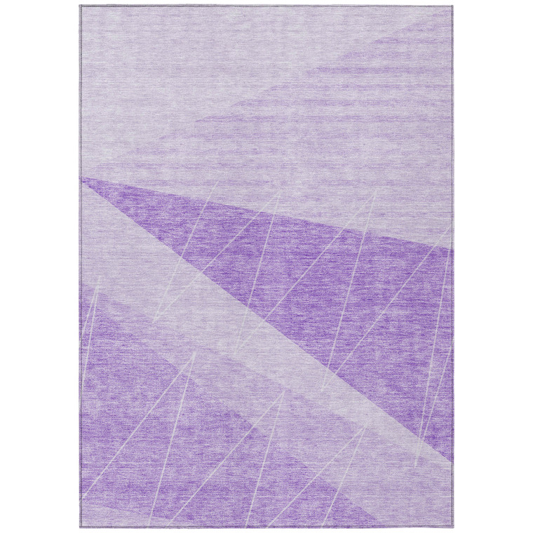 5' X 8' Lavender And Purple Geometric Washable Indoor Outdoor Area Rug