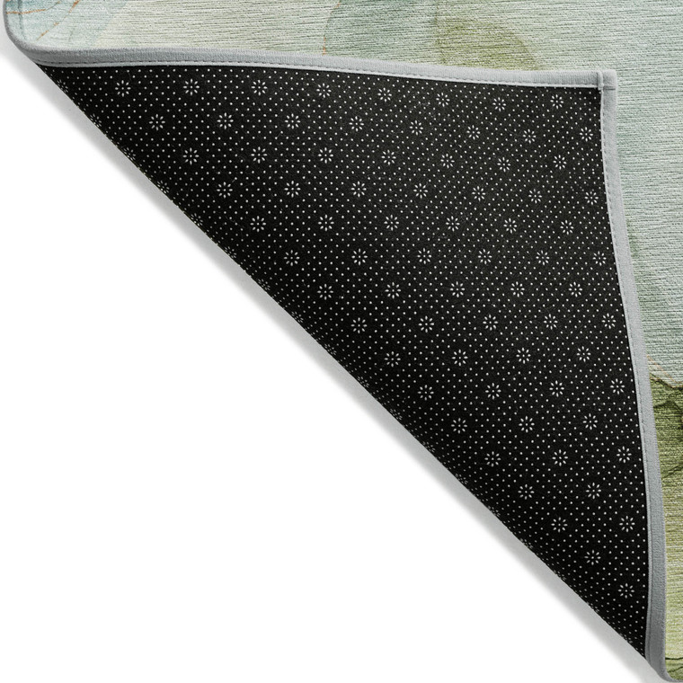 3' X 5' Blue Abstract Washable Non Skid Indoor Outdoor Area Rug - 608219092665